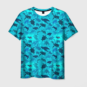 Мужская футболка 3D с принтом Черепашки , 100% полиэфир | прямой крой, круглый вырез горловины, длина до линии бедер | Тематика изображения на принте: животные | море | морская | морские | черепаха | черепахи | черепашка | черепашки