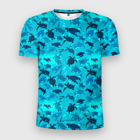 Мужская футболка 3D Slim с принтом Черепашки , 100% полиэстер с улучшенными характеристиками | приталенный силуэт, круглая горловина, широкие плечи, сужается к линии бедра | животные | море | морская | морские | черепаха | черепахи | черепашка | черепашки