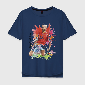 Мужская футболка хлопок Oversize с принтом Thierry Daniel Henry в Курске, 100% хлопок | свободный крой, круглый ворот, “спинка” длиннее передней части | england | football | forward | thierry daniel henry | англия | анри | форвард | футбол