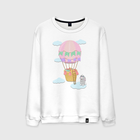 Мужской свитшот хлопок с принтом кролик и воздушный шар в Курске, 100% хлопок |  | Тематика изображения на принте: воздушный шар | детская иллюстрация | зайчик | зеленый | коробка | кролик | небо | облако | подарки | розовый | сюрприз