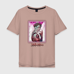 Мужская футболка хлопок Oversize с принтом Сукунна в Тюмени, 100% хлопок | свободный крой, круглый ворот, “спинка” длиннее передней части | gojo | itadori | jujutsu | satoro | sukua | годжо | итадори | магическая битва | сукунна | юдзи