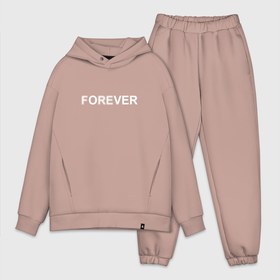 Мужской костюм хлопок OVERSIZE с принтом Forever в Санкт-Петербурге,  |  | forever | over | всегда | никогда | текст с размытием | фокус