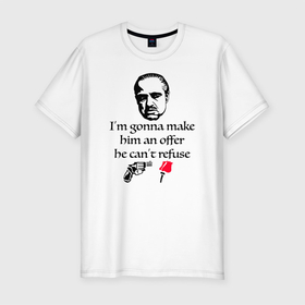 Мужская футболка хлопок Slim с принтом The Godfather, Дон Корлеоне в Белгороде, 92% хлопок, 8% лайкра | приталенный силуэт, круглый вырез ворота, длина до линии бедра, короткий рукав | the godfather | дон корлеоне | крестный отец