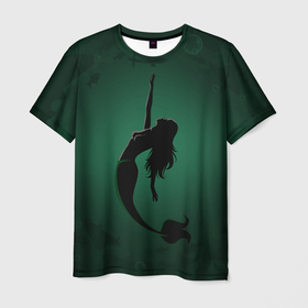 Мужская футболка 3D с принтом Русалка силуэт , 100% полиэфир | прямой крой, круглый вырез горловины, длина до линии бедер | flowers | mermaid | морская | русалка | русалочка | ундина | цветы