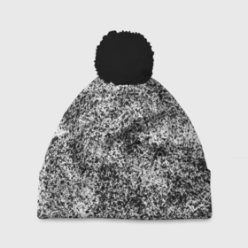 Шапка 3D c помпоном с принтом Small-scale camouflage в Тюмени, 100% полиэстер | универсальный размер, печать по всей поверхности изделия | абстракция | грязь | камуфляж | пятна | черно белый