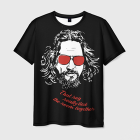 Мужская футболка 3D с принтом Большой Лебовский , 100% полиэфир | прямой крой, круглый вырез горловины, длина до линии бедер | dude | jeff bridges | the big lebowski | большой лебовский | джефф бриджес | красные очки | фильм | чувак