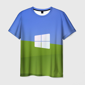 Мужская футболка 3D с принтом W10 в Тюмени, 100% полиэфир | прямой крой, круглый вырез горловины, длина до линии бедер | microsoft | windows | иллюстрация | логотип | окно
