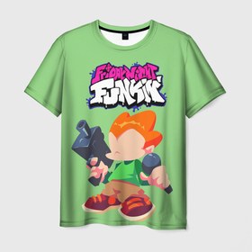 Мужская футболка 3D с принтом FNF Pico в Петрозаводске, 100% полиэфир | прямой крой, круглый вырез горловины, длина до линии бедер | boyfriend | dance | dance game | friday night | friday night funky | funky | girlfriend | фрайдей найт фанкин