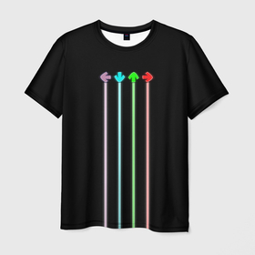 Мужская футболка 3D с принтом Arrows Friday night funkin в Новосибирске, 100% полиэфир | прямой крой, круглый вырез горловины, длина до линии бедер | boyfriend | dance | dance game | friday night | friday night funky | funky | girlfriend | фрайдей найт фанкин