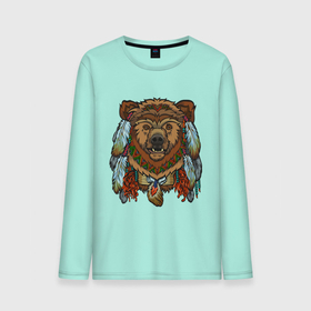 Мужской лонгслив хлопок с принтом Славянский медведь , 100% хлопок |  | animal | art | bear | beast | slavic symbols | арт | животное | зверь | медведь | славянская символика