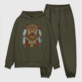 Мужской костюм хлопок OVERSIZE с принтом Славянский медведь в Курске,  |  | animal | art | bear | beast | slavic symbols | арт | животное | зверь | медведь | славянская символика