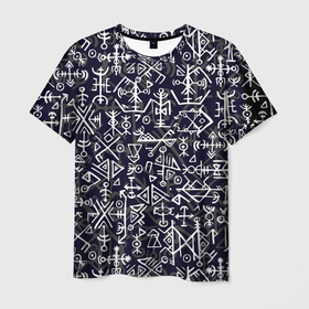 Мужская футболка 3D с принтом Руны в Курске, 100% полиэфир | прямой крой, круглый вырез горловины, длина до линии бедер | кельтский | оберег | руны | символы | славянские | узоры