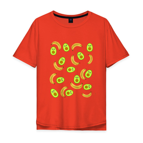 Мужская футболка хлопок Oversize с принтом Банан и Авокадо в Новосибирске, 100% хлопок | свободный крой, круглый ворот, “спинка” длиннее передней части | Тематика изображения на принте: авокадо | банан | витамины | вкусный | глаза | деликатес | десерт | диета | еда | жёлтый | кожура | косточка | лицо | меню | модный | мякоть | плод | прикол | рот | сладкий | смешной | смузи | сочный