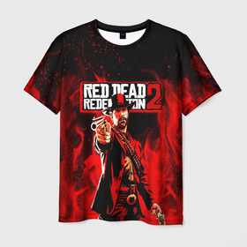 Мужская футболка 3D с принтом RDR John Marston , 100% полиэфир | прямой крой, круглый вырез горловины, длина до линии бедер | game | red dead | red dead redemption 2 | redemption 2 | rockstar games | бандиты | дикий запад | игры | ковбои | оружие