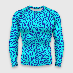 Мужской рашгард 3D с принтом Неоновые синие узоры в Петрозаводске,  |  | abstract | blue | neon | sea | абстракционизм | абстракция | африканские | вода | волны | голубые узоры | камуфляж | лагуна | линии | мелкий узор | мемфис | море | морское | неоновый | орнамент | пятна | пятнистый