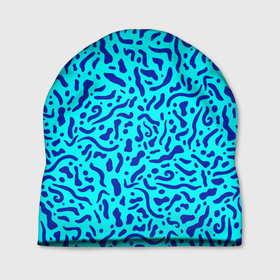 Шапка 3D с принтом Неоновые синие узоры в Курске, 100% полиэстер | универсальный размер, печать по всей поверхности изделия | abstract | blue | neon | sea | абстракционизм | абстракция | африканские | вода | волны | голубые узоры | камуфляж | лагуна | линии | мелкий узор | мемфис | море | морское | неоновый | орнамент | пятна | пятнистый