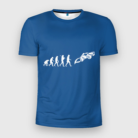 Мужская футболка 3D спортивная с принтом Rocket evolution в Курске, 100% полиэстер с улучшенными характеристиками | приталенный силуэт, круглая горловина, широкие плечи, сужается к линии бедра | game | games | race | гонка | гоночка | игра | игры | лига ракет | машинки | рокет лига | футбол