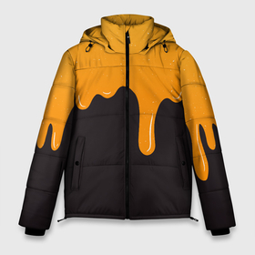 Мужская зимняя куртка 3D с принтом Капающий мёд Dripping Honey в Екатеринбурге, верх — 100% полиэстер; подкладка — 100% полиэстер; утеплитель — 100% полиэстер | длина ниже бедра, свободный силуэт Оверсайз. Есть воротник-стойка, отстегивающийся капюшон и ветрозащитная планка. 

Боковые карманы с листочкой на кнопках и внутренний карман на молнии. | Тематика изображения на принте: 3d эффект | amber | art | food | paint | shiny paint | арт | блестящая краска | вязкий продукт | для любителей мёда | дрип | дриппинг | иллюстрация | капли мёда | краска | медовый рисунок | медок | реалистичный рисунок