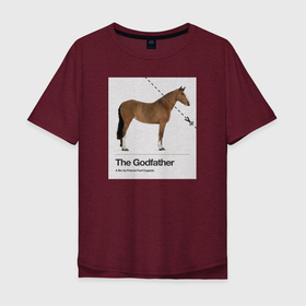Мужская футболка хлопок Oversize с принтом голова лошади Крестный отец в Тюмени, 100% хлопок | свободный крой, круглый ворот, “спинка” длиннее передней части | godfather | кино | крестный отец | фильм