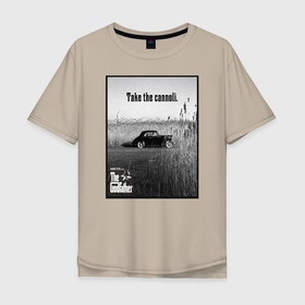 Мужская футболка хлопок Oversize с принтом Дон Вито Корлеоне в Курске, 100% хлопок | свободный крой, круглый ворот, “спинка” длиннее передней части | Тематика изображения на принте: godfather | кино | крестный отец | фильм