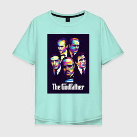 Мужская футболка хлопок Oversize с принтом godfather крестный отец в Тюмени, 100% хлопок | свободный крой, круглый ворот, “спинка” длиннее передней части | godfather | кино | крестный отец | фильм