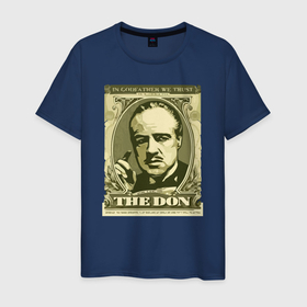 Мужская футболка хлопок с принтом The DON в Тюмени, 100% хлопок | прямой крой, круглый вырез горловины, длина до линии бедер, слегка спущенное плечо. | godfather | кино | крестный отец | фильм