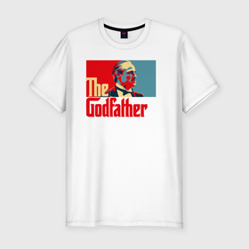 Мужская футболка хлопок Slim с принтом godfather logo в Кировске, 92% хлопок, 8% лайкра | приталенный силуэт, круглый вырез ворота, длина до линии бедра, короткий рукав | godfather | кино | крестный отец | фильм