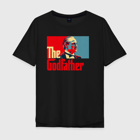 Мужская футболка хлопок Oversize с принтом godfather logo в Кировске, 100% хлопок | свободный крой, круглый ворот, “спинка” длиннее передней части | Тематика изображения на принте: godfather | кино | крестный отец | фильм