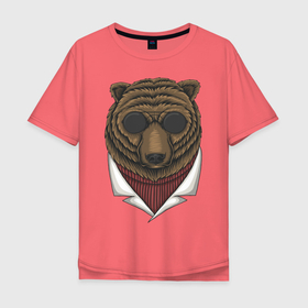 Мужская футболка хлопок Oversize с принтом Gang Bear , 100% хлопок | свободный крой, круглый ворот, “спинка” длиннее передней части | Тематика изображения на принте: иллюстрация | косолапый | крутой | мафия | мишка