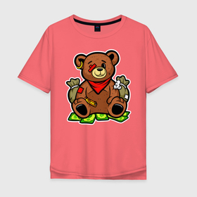 Мужская футболка хлопок Oversize с принтом Money Bear в Санкт-Петербурге, 100% хлопок | свободный крой, круглый ворот, “спинка” длиннее передней части | богатый | гризли | деньги | иллюстрация | мишка