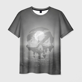 Мужская футболка 3D с принтом Пираты в море в Курске, 100% полиэфир | прямой крой, круглый вырез горловины, длина до линии бедер | game | games | pirate | sea of thieves | sot | игра | игры | корабли | корабль | кракен | майкрософт | море | море воров | моря | пираты