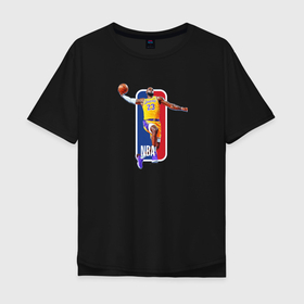 Мужская футболка хлопок Oversize с принтом Леброн Джеймс в Белгороде, 100% хлопок | свободный крой, круглый ворот, “спинка” длиннее передней части | lakers | nba | баскетбол | игроки | леброн джеймс | мяч