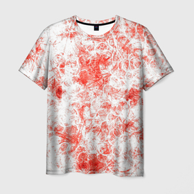 Мужская футболка 3D с принтом Кроваво-грязные пятна в Белгороде, 100% полиэфир | прямой крой, круглый вырез горловины, длина до линии бедер | красно белый | узоры | уникальность