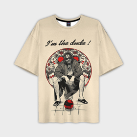 Мужская футболка oversize 3D с принтом I am dude в Екатеринбурге,  |  | Тематика изображения на принте: dude | jeff bridges | the big lebowski | большой лебовский | боулинг | джефф бриджес | кегли | ковер | узор | фильм | чувак | шар | я чувак