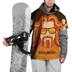 Накидка на куртку 3D с принтом The Dude Abides в Кировске, 100% полиэстер |  | dude | jeff bridges | the big lebowski | the dude abides | большой лебовский | боулинг | джефф бриджес | звезды | кегли | космос | фильм | чувак
