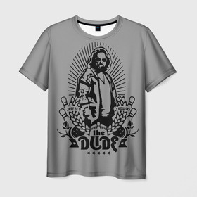 Мужская футболка 3D с принтом The dude в Тюмени, 100% полиэфир | прямой крой, круглый вырез горловины, длина до линии бедер | dude | jeff bridges | the big lebowski | большой лебовский | боулинг | джефф бриджес | кегли | фильм | чувак | эмблема