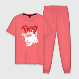 Мужская пижама хлопок с принтом BERSERK [2] в Кировске, 100% хлопок | брюки и футболка прямого кроя, без карманов, на брюках мягкая резинка на поясе и по низу штанин
 | anime | berserk | manga | аниме | берсерк | гатс | манга | череп