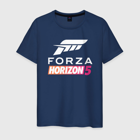 Мужская футболка хлопок с принтом Forza Horizon 5 Форза в Новосибирске, 100% хлопок | прямой крой, круглый вырез горловины, длина до линии бедер, слегка спущенное плечо. | auto | avto | car | forza | game | horizon | motorsport | nfs | race | speed | авто | гонки | игра | машина | нфс | скорость | форза | хорайзен