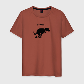 Мужская футболка хлопок с принтом Sorry в Тюмени, 100% хлопок | прямой крой, круглый вырез горловины, длина до линии бедер, слегка спущенное плечо. | гулять | пес | прогулка | собака | туалет | щенки