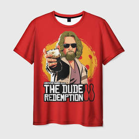 Мужская футболка 3D с принтом The dude redemption , 100% полиэфир | прямой крой, круглый вырез горловины, длина до линии бедер | dude | jeff bridges | the big lebowski | the dude redemption | большой лебовский | боулинг | джефф бриджес | кегли | коктейль | фильм | чувак | шар