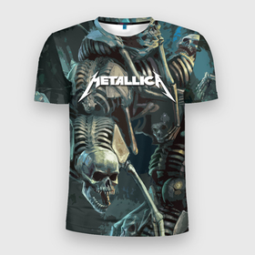 Мужская футболка 3D спортивная с принтом Metallica Metal Skull в Белгороде, 100% полиэстер с улучшенными характеристиками | приталенный силуэт, круглая горловина, широкие плечи, сужается к линии бедра | american | james hetfield | kirk hammett | metal band | metallica | music | mystic | rock | американская | джеймс хетфилд | металлика | музыка | рок | скилет | череп