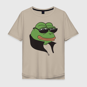 Мужская футболка хлопок Oversize с принтом Лягушонок Пепе в Екатеринбурге, 100% хлопок | свободный крой, круглый ворот, “спинка” длиннее передней части | pepe | лягушонок | пепа | пепе