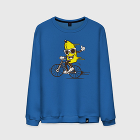 Мужской свитшот хлопок с принтом Банан на велосипеде в Кировске, 100% хлопок |  | байк | банан | бананчик | велик | велосипед | живой банан | спорт