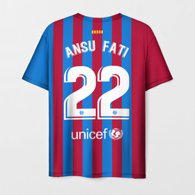Мужская футболка 3D с принтом Ансу Фати Барселона 2021 2022 , 100% полиэфир | прямой крой, круглый вырез горловины, длина до линии бедер | barca | barcelona | fati | ансу фати | барса | барселона | барселоны | ла лига | новая | фати | форма