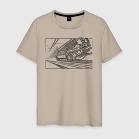 Мужская футболка хлопок с принтом Dl в Курске, 100% хлопок | прямой крой, круглый вырез горловины, длина до линии бедер, слегка спущенное плечо. | автомобиль | делориан | машина | скорость | черно белый