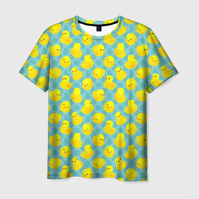 Мужская футболка 3D с принтом Уточка в Курске, 100% полиэфир | прямой крой, круглый вырез горловины, длина до линии бедер | милота | паттерн | птица | текстура | утка | уточка