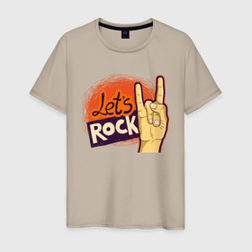 Мужская футболка хлопок с принтом Lets rock , 100% хлопок | прямой крой, круглый вырез горловины, длина до линии бедер, слегка спущенное плечо. | rock | еее роцк | разный рок | рок | русский рок