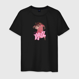 Мужская футболка хлопок с принтом Ratz (мем) в Петрозаводске, 100% хлопок | прямой крой, круглый вырез горловины, длина до линии бедер, слегка спущенное плечо. | ratz | животные | мем | мышь | прикол | розовая крыса | юмор