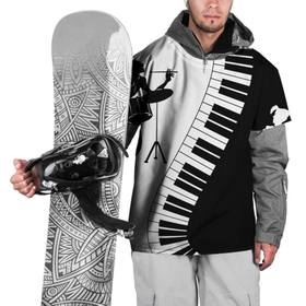 Накидка на куртку 3D с принтом Черно Белое пианино , 100% полиэстер |  | барабаны | музыка | пианино | черно белое