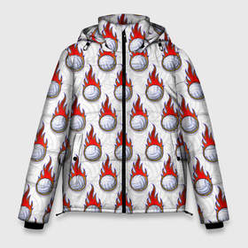 Мужская зимняя куртка 3D с принтом Волейбол в Белгороде, верх — 100% полиэстер; подкладка — 100% полиэстер; утеплитель — 100% полиэстер | длина ниже бедра, свободный силуэт Оверсайз. Есть воротник-стойка, отстегивающийся капюшон и ветрозащитная планка. 

Боковые карманы с листочкой на кнопках и внутренний карман на молнии. | Тематика изображения на принте: a game | ball | championship | club | league | playground | sport | team | tournament | volleyball | волейбол | игра | клуб | лига | мяч | площадка | спорт | турнир | чемпионат